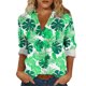 thumbnail image 1 of Camisas de cuello de la tripulación de manga corta para las mujeres hawaiana impreso cuello acampanado blusa casual suave verano playa top, 1 of 6