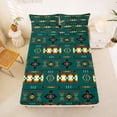 thumbnail image 5 of jejeloiu Romantic Tribal Bed Sheets,Ethnic Print Full Size Sheets For Boys,Teal Multicolor,4 Pieces,1 Flat Sheet, 1 Fitted Sheet and 2 Pillowcases, 5 of 6
