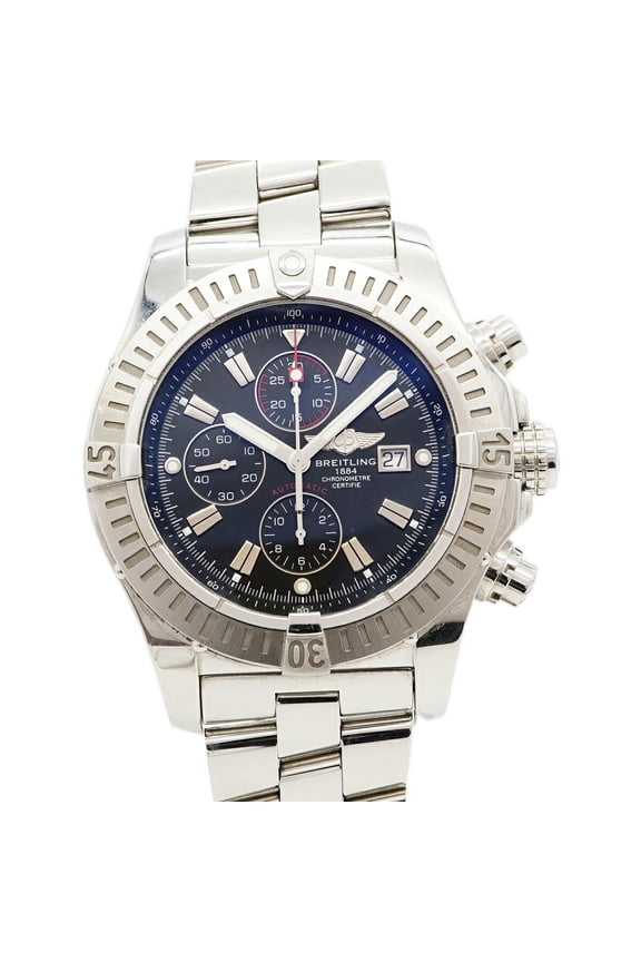 Pre-Owned Breitling Super Avenger A13370 Black Dial Men's Watch
