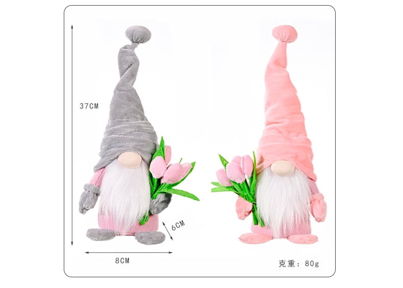 Spring Decor,2Pack 15 in Handmade Plush Gnomes with Tulip Bouquet Decorations for Home Classroom Office Shop,Mother's Day Teachers' Day Easter Gifts,Spring Gnomes Plush Table Decoration