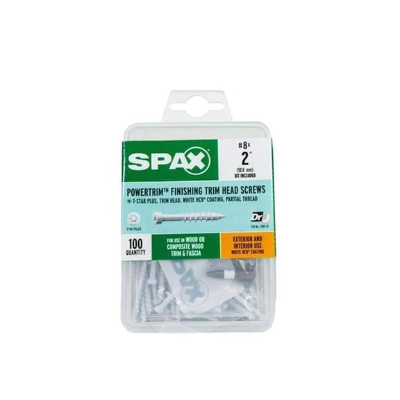 Power Trim No. 8 Label x 2 in. Star Trim Head Trim Screws, White- 0.64 lbs - Pack of 100
