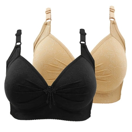 Gnurob Push Up Bralette for Women 2 Pack Lace Plus Size Underwear No Underwire Bralettes Cozy Breathable Bra Adjustable Strap Bras Everyday Bra Clearance Saving Beige 3X-Large