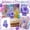 A004D, variant on birthday candle, number 8 birthday candle, purple glitter decorative candle with flower applique, single piece for kid's 8th birthday party cake topper