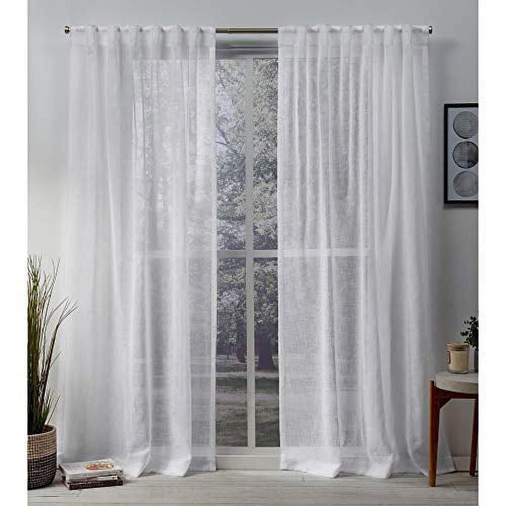 Exclusive Home Belgian Sheer Hidden Tab Top Curtain Panel Pair, 50"x96", Winter White