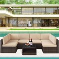 thumbnail image 6 of Outdoor Patio Furniture Set, CASEMIO 7 Piece Patio Conversation Set with Dining Table and Chairs, All Weather Wicker Conversation Set for Backyard Porch Poolside, 6 of 9