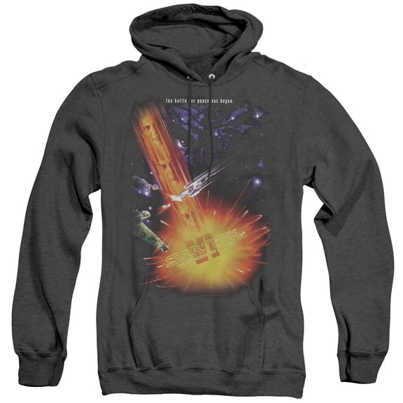 Star Trek Undiscovered Cntry(Movie) Adult Heather Hoodie Sweatshirt Black