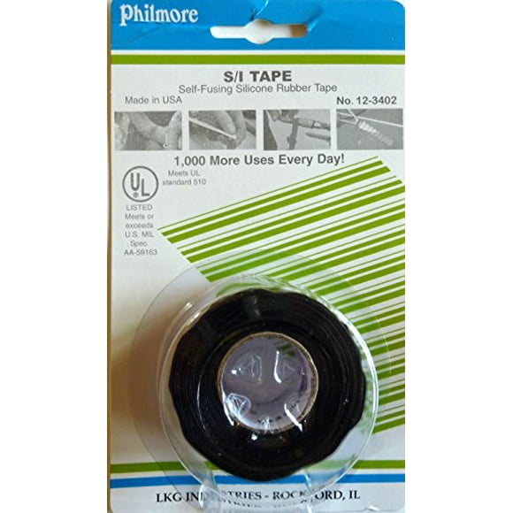 Philmore Self-fusing Black Silicone Rubber Emergency Repair Tape Seals Insulates Waterproofs, 1" X 10ft by Philmore