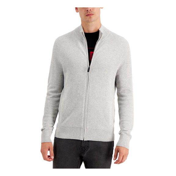 MICHAEL KORS Mens Gray Full Zip Stretch Cardigan Sweater XXL