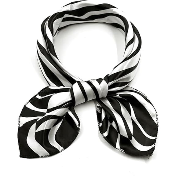 Women Small Square Scarf Scarves Leopard Printed Striped Polka Dots Pattern Kerchief Neckerchief Black White Zebra Pattern