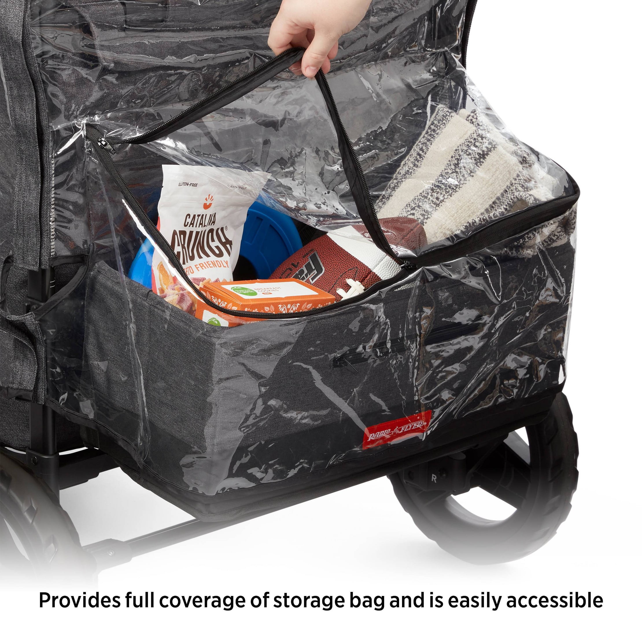 Rain Cover with Bag for Voya XT Quad Stroller Wagon - Clear/Black