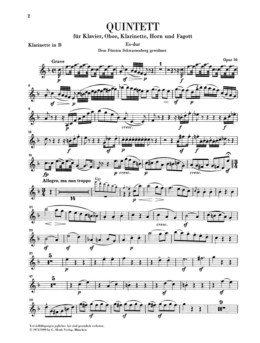 G. Henle Verlag Quintet for Piano and Wind Instruments in E-flat Maj, Op 16 Henle Music Folios Book by Beethoven