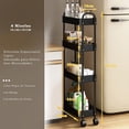 thumbnail image 3 of Carrito de Almacenamiento Metal con 4 Niveles, Carrito Organizador Delgado en Ruedas con Cerradura y Asas, Carro de Utilidad Móvil, Carro Auxiliar para Cocina, Sala, Baño, Oficina, Negro, 3 of 17