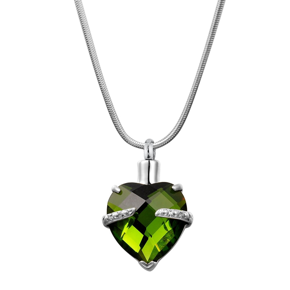 Heart Crystal Cremation Urn Necklace for Ashes Sweet 16 July Birthstone Memorial Pendant 