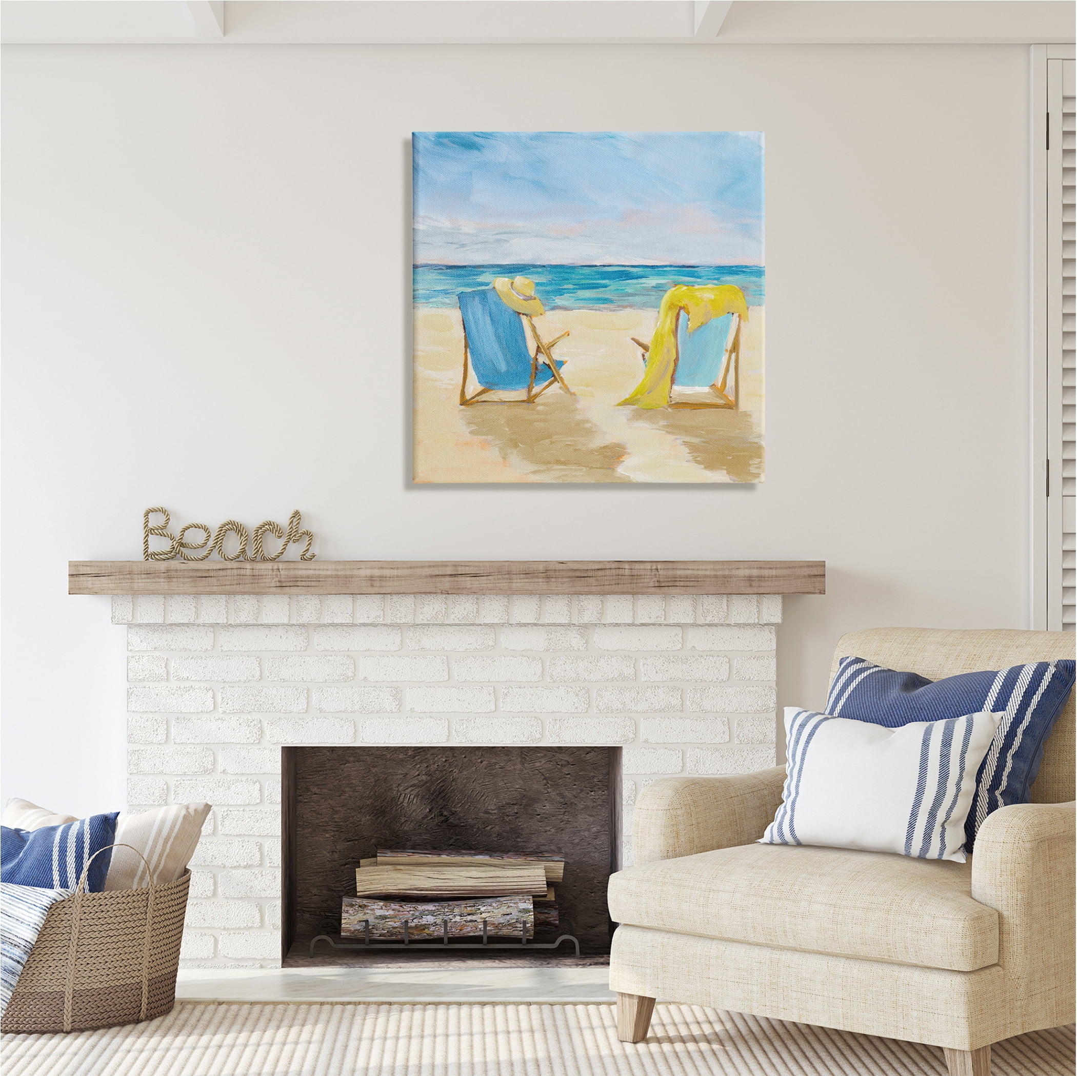 Stupell Industries Afternoon Beach Date Painting Nature Painting Gallery Wrapped Canvas Print Wall Art, 30 x 30