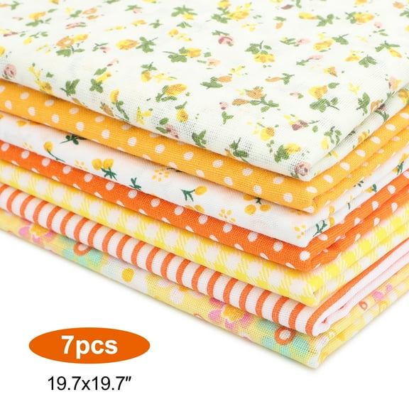 7pcs Pre-cut Floral Cotton Fabric Squares, EEEkit 20 x 20'' DIY Sewing Fabric Bundles for Quilting, Sewing, Patchwork & DIY Crafts