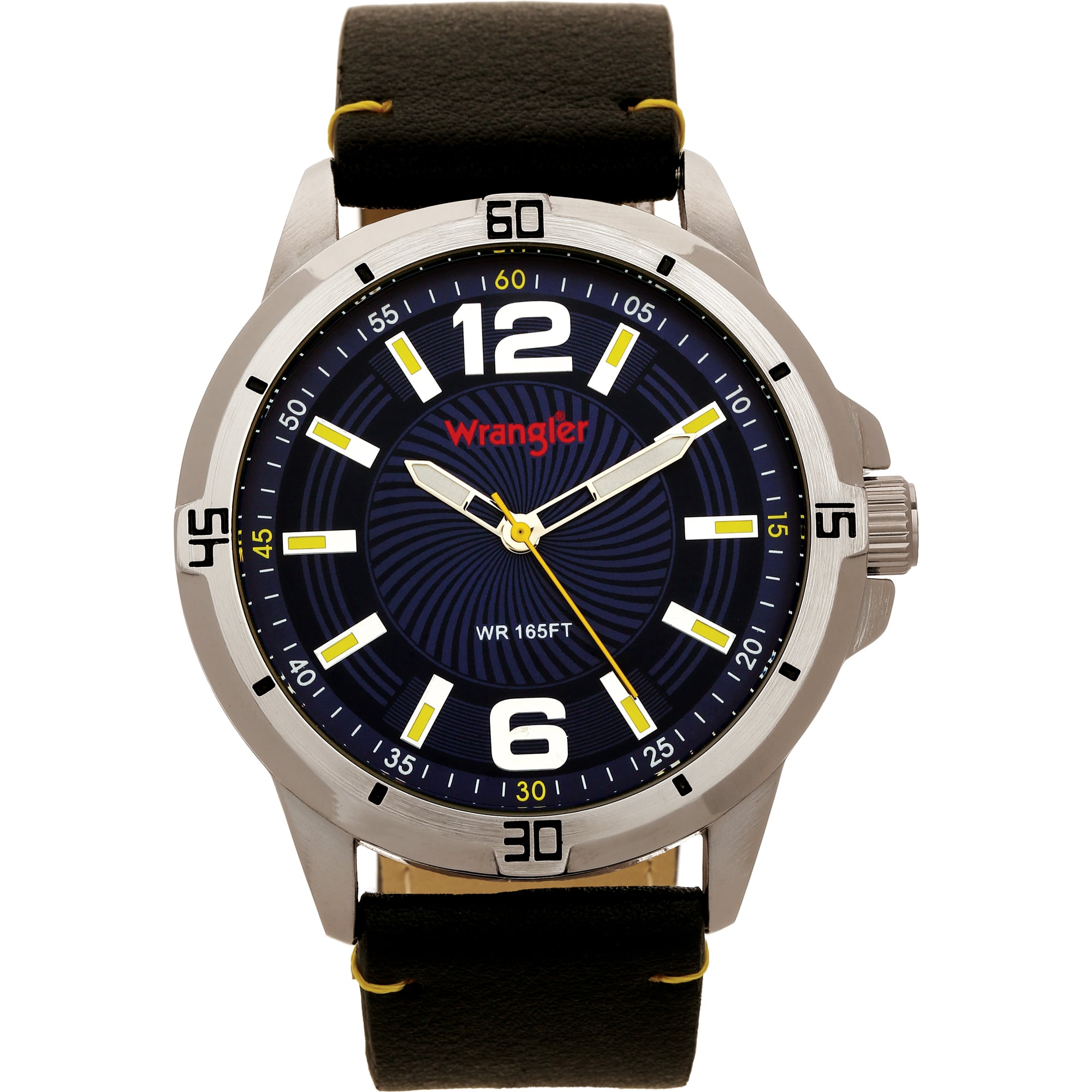 Wrangler 42mm Yellow Dial, Brown Strap Watch - Walmart.com
