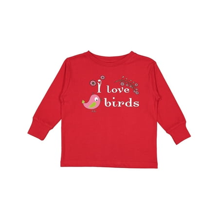 

Inktastic I Love Birds Pink Gift Toddler Boy or Toddler Girl Long Sleeve T-Shirt