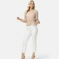 thumbnail image 6 of Women's Long Sleeve Button Front Peplum Blouse with V-Neckline and Gathered Waist Detail - X Large, Beige, 6 of 7