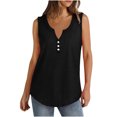 thumbnail image 2 of Admvng Tops for Women Trendy Summer Large Solid V-Neck Loose Casual Button Tank Top S-5XL, 2 of 8
