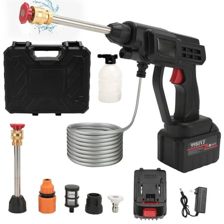 Cordless Pressure Washer, 24V 300W 970PSI Electric Power Washer with 6-in-1 Nozzles Portable 16.4FT Water Pipe Power Cleaner for Patio Fence Floor Cleaning Car Washing, Watering Flowers
