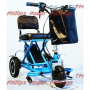 Enhance Mobility - Triaxe Sport Portable Folding Scooter - 3-Wheel - Blue - PHILLIPS POWER PACKAGE TM - $500 VALUE