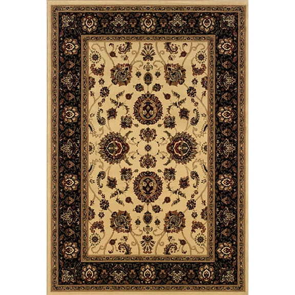 Moretti Wesley Area Rugs - 130/7 Traditional Oriental Ivory Persian Vines Leaves Border Rug