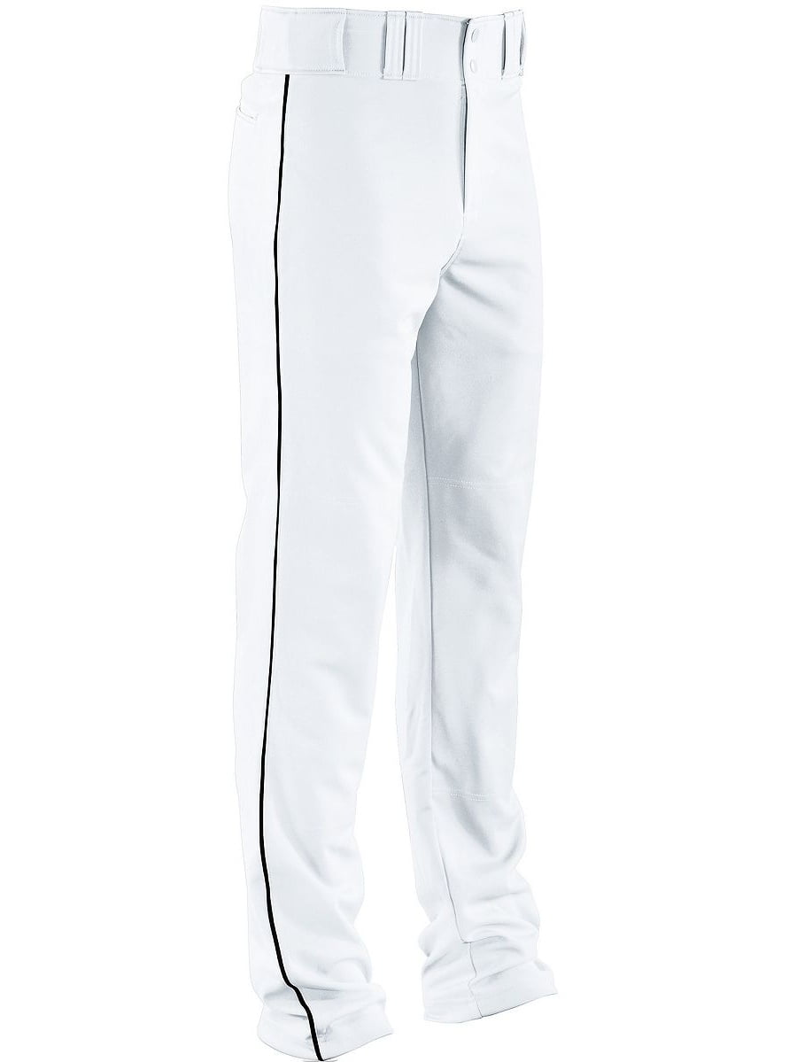 HighFive 315081 Piped Double Knit Baseball PantYouth, White/Black, L