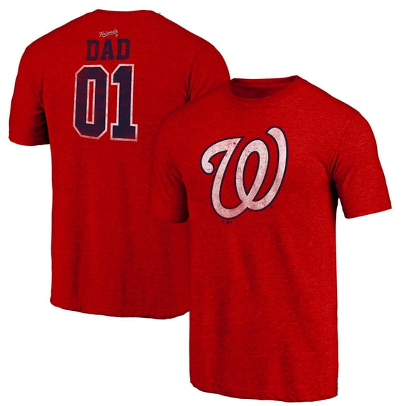 Men's Red Washington Nationals Father's Day Greatest Dad Tri-Blend T-Shirt
