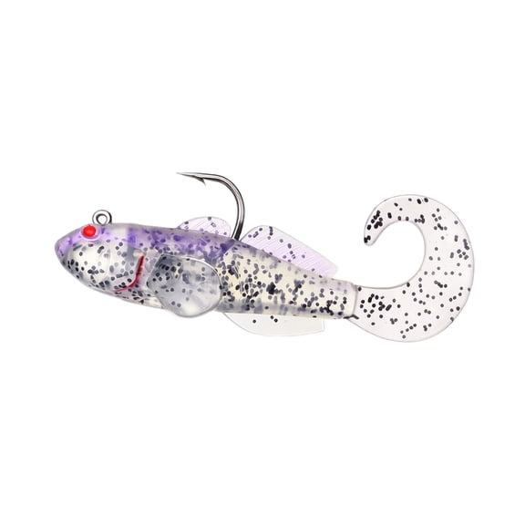 Fishing Lure, Lead Head Soft Barbed Single Hook Paddle Tail Realistic Swimming Action Bionic Bouncing Bait Weighted Tackle of Bass Walleye Saltwater 2.56 in 12 g