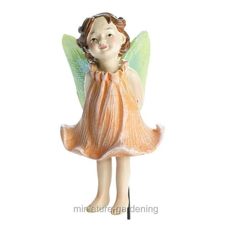 Miniature Lina, Peach Rose Fairy with Pick for Miniature Garden, Fairy