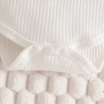 thumbnail image 4 of KPOPLK Newborn Baby Girl Clothes Summer Short Sleeve Ribbed Bubble Romper Bow Print Jumpsuit Infant Outfit 0 3 6 9 12 18 Months(0-3 Months,Pink), 4 of 9
