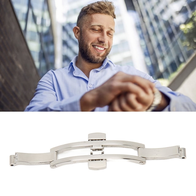 Stainless Steel Watch Band Buckle, Push Button Folding Clasp, Replacement Accessory for Steel Watch Strap