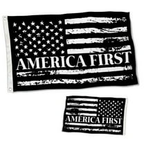 Dutern Double Sided America First USA Flag Distressed Black White Flags Banner 3 Ply with Brass Grommets 2x3 Feet