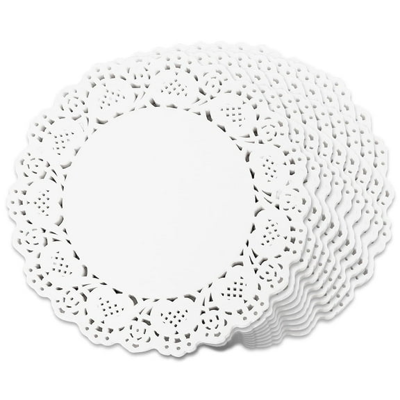 MODANU 150Pcs White Paper Doilies 4.5inch Round Lace Paper Doilies for Food,Cakes, Desserts, Crafts, and Table Decoration
