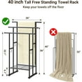 thumbnail image 2 of 3 Tier Standing Towel Rack, 40'' Tall Towel Drying Rack Outdoor, Freestanding Floor Towel Rack with Shelf, Pool Towel Blanket Stand, Metal Towel Racks for Bathroom freestanding, Matte Black, 2 of 18