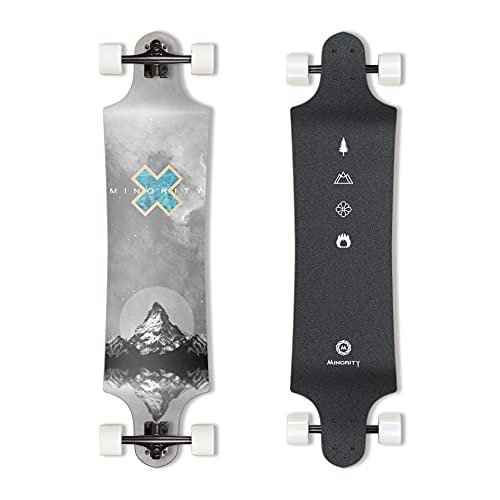 MINORITY Downhill Maple Longboard Skateboard | 40-inch Drop Trough Deck | Made for Cruising Ride (Alps)