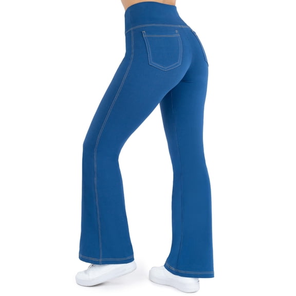 Crossover Bootcut Jeggings For Women - Flare Leggings For Women Tummy Control, Regular And Plus Size Jeggings (XL 28", Indigo)