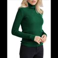 thumbnail image 4 of Suéteres Acanalados para Mujer, Lindos Suéteres de Punto de Cuello Alto, Ajustados y Cálidos Verde Oscuro un Tamaño, 4 of 10