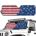 thumbnail image 2 of XYZCANDO US Flag Windshield Sun Shade Compatible with Jeep Wrangler Rubicon Sahara TJ JK JKU 2 Door & 4 Door Paws Sun Visor Windshield Shade Blocks UV Rays 51.57 in *16.14 in, 2 of 7