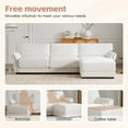 thumbnail image 4 of 110" White Chenille L-Shape Modular Sectional Sofa with Free-Movement Ottoman - 4 Seats, USB/Type-C Charging, Solid Wood Frame for Living Room Comfort, 4 of 14