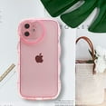 thumbnail image 2 of Case for iPhone 12 Case Wave, Curly Frame Design for Women Girls, Cute Love Heart Camera Aesthetic Phone Case Soft Flexible TPU Shockproof Full-Body Protective Case Cover, Clear Pink, 2 of 12