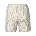 thumbnail image 4 of Lsque Mens Swim Trunks Elegant Gold Leaf Pattern Pattern - Bathing Suit Compression Liner - Beach Swim Shorts Swimwear - (S-3XL) - Stretch Quick Dry -Large, 4 of 9