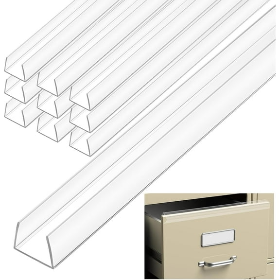 10Pcs Flexible Slip-On Plastic Edge Guard, 17in Cabinet Protectors for Kitchen Cabinets, Thin Transparent Edge Protectors to Prevent Wear, Chipping, Discoloration, Cabinet Bumpers