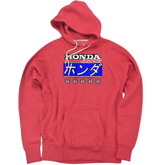 Honda Kanji Racing Unisex Adult Slim Fit Pull-Over Heather Hoodie, Red, Small