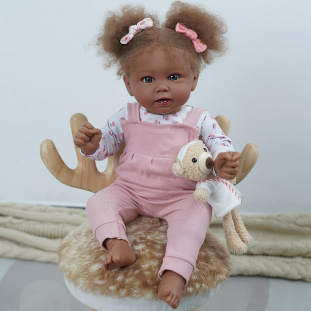 RSG Reborn Baby Dolls 17 inch Realistic Reborn Baby Dolls Real Life African  American Dolls Full Vinyl Gift Box for Kids Ages 3+ 