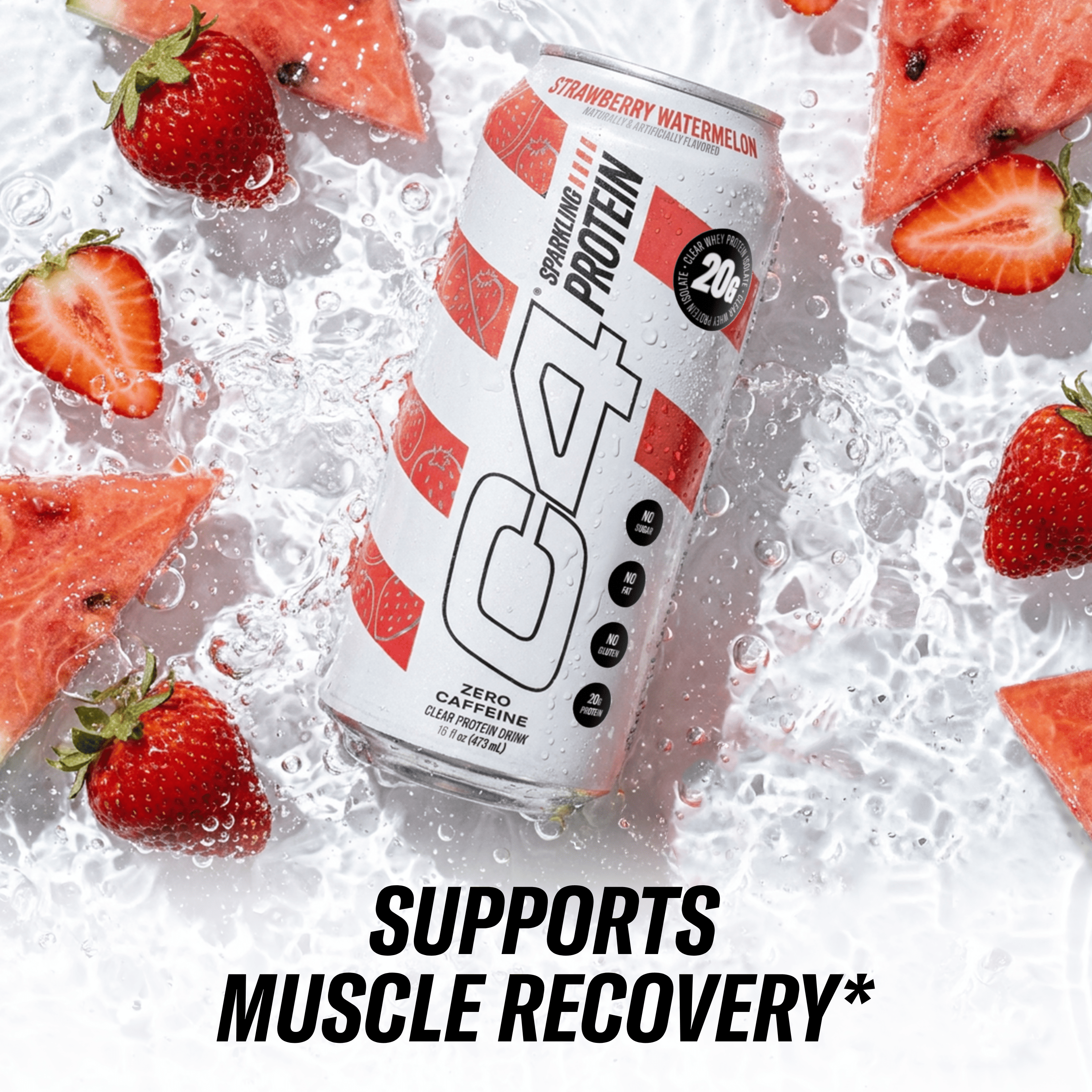 C4 Clear Protein Soda Strawberry Watermelon, Ready to Drink, 16 fl oz