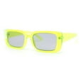 thumbnail image 2 of Womens Mod Rectangle Chic Fashion Minimal Thick Plastic Sunglasses Neon Green - Light Black, 2 of 4