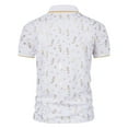 thumbnail image 4 of CEHVOM Mode Col Montant pour Hommes Imprimé Manches Courtes Bouton Été, 4 of 5