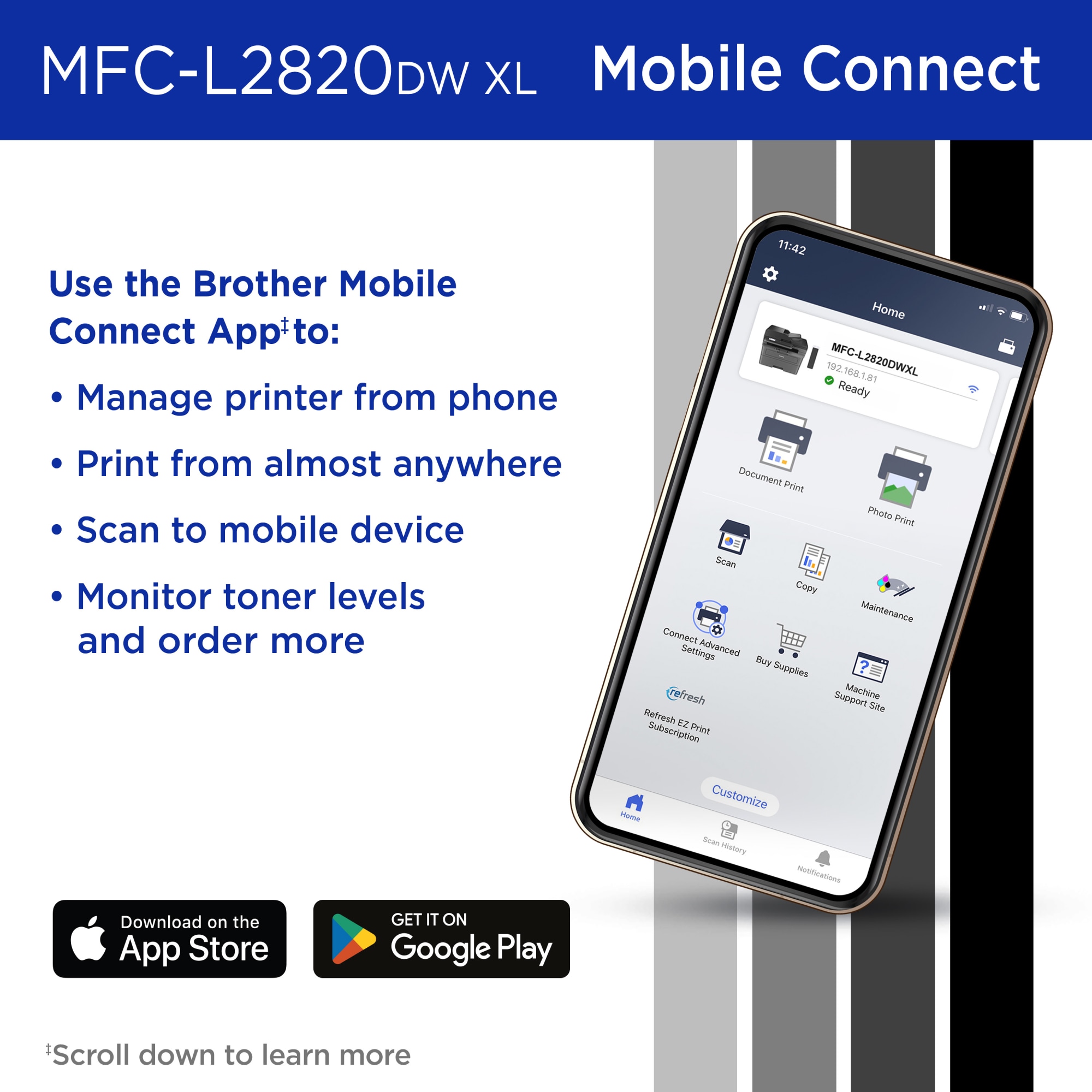 Brother MFC-L2820DW XL Wireless All-in-One Laser Printer photo 6