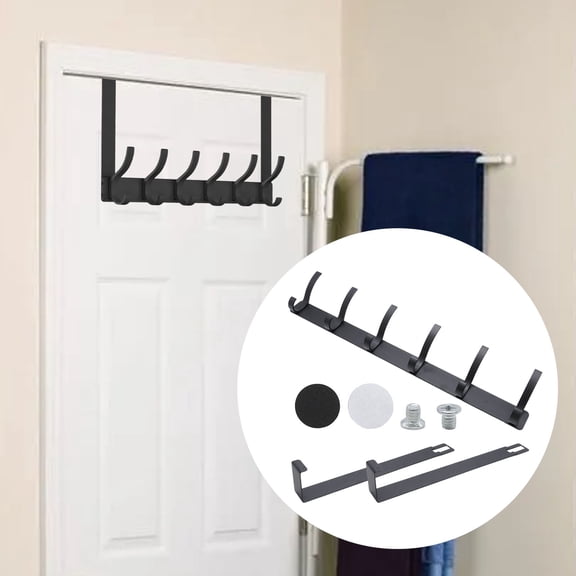 Over-the-Door Heavy-Duty Hooks, 6 Holders Multi-Use Hanger, for Coats/Towels/Wreaths/Bedroom/Bathroom/Laundry